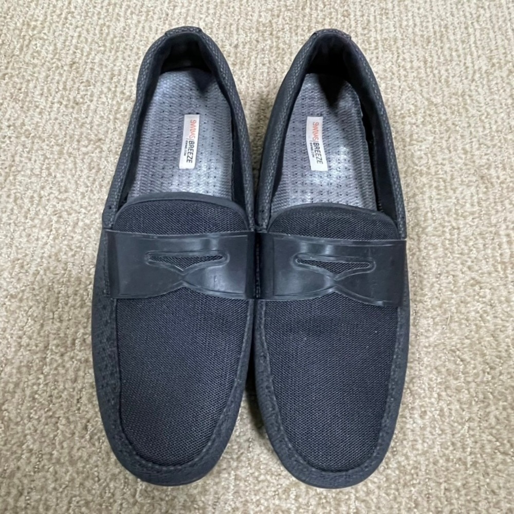 SWIMS Breeze Penny Loafer Men 11 Black Mesh Breathable Coastal Boat Preppy